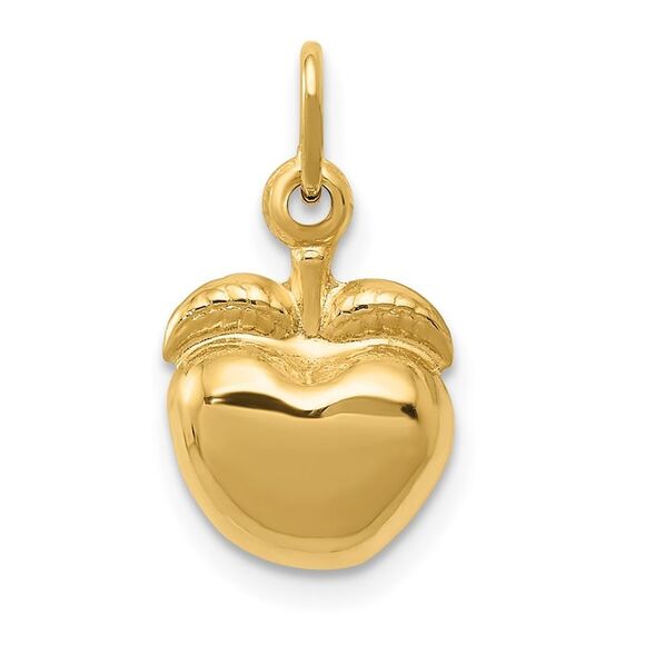 14k Yellow Gold 3D Puffed Apple Charm - Picture 1 of 6